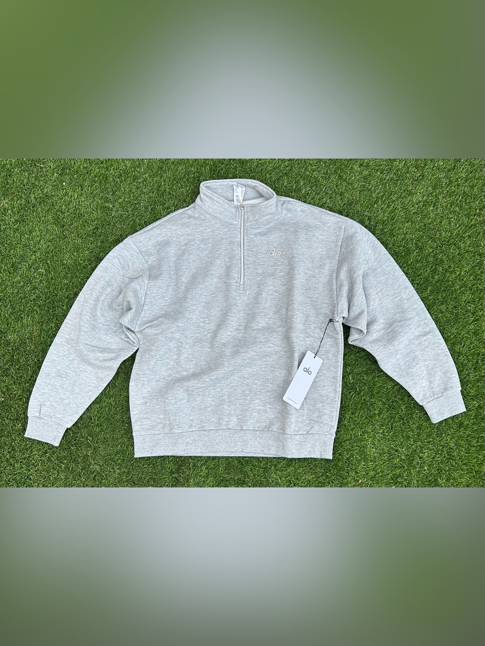 ALO Yoga gray 1/4Zip Pullover Large Unisex Sweater